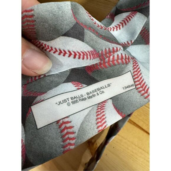 Ralph Marlin Vintage Men's “Just Balls- Baseballs  Print Necktie Multicolor Poly - Picture 4 of 10